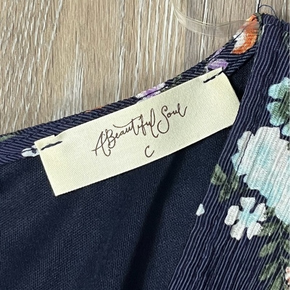 A Beautiful Soul Altar’d State navy floral textured wide leg jumpsuit, C=22/24. - Picture 7 of 9